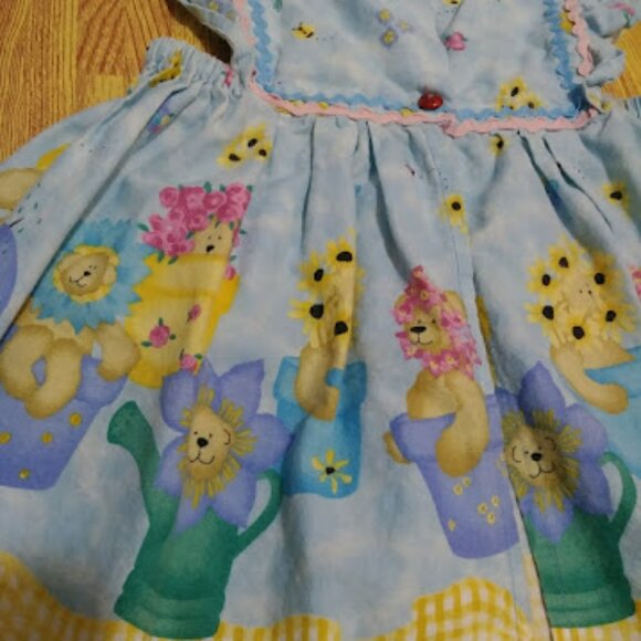 Daisy Kingdom Vintage Handmade Blue Floral Baby Dress and Bloomers Set Size 3/4 - Picture 9 of 14